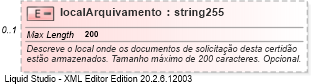 XSD Diagram of localArquivamento