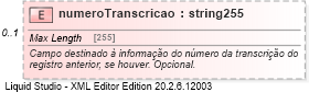 XSD Diagram of numeroTranscricao