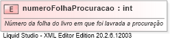 XSD Diagram of numeroFolhaProcuracao